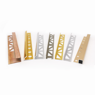 12mm Aluminum Tile Edge Trim , Anodized Square Ceramic Gold Metal Tile Trim
