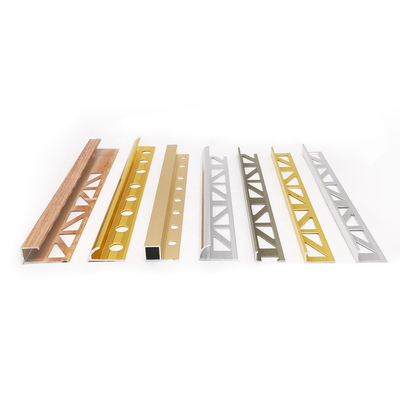 12mm Aluminum Tile Edge Trim , Anodized Square Ceramic Gold Metal Tile Trim