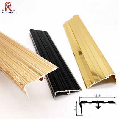 Rubber Insert Anodized Aluminum Stair Nosing Non Slip 0.4mm - 5mm Thickness