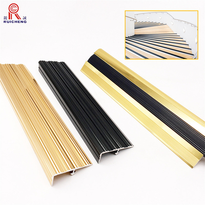 Rubber Insert Anodized Aluminum Stair Nosing Non Slip 0.4mm - 5mm Thickness