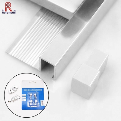 2mm Aluminum Tile Edge Trim , Anodized Square Ceramic Gold Metal Tile Trim