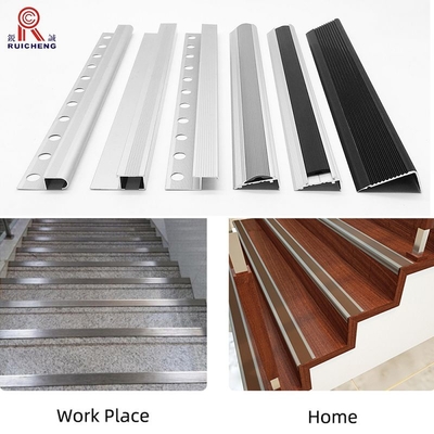 6061 Aluminium Stair Nosing Edge Trim , T5 Non Slip Extruded Aluminum Nosing