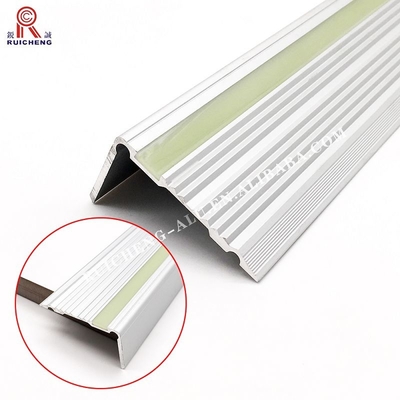 Non Slip Aluminium Stair Nosing Edge Trim , Luminous  3mm Metal Step Protector