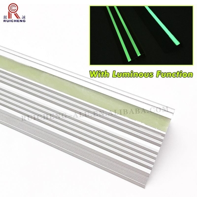 Non Slip Aluminium Stair Nosing Edge Trim , Luminous  3mm Metal Step Protector