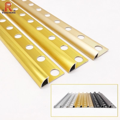 Anodized Aluminum Corner Trim For Tile 10mm Height Semi Quadrant Finish