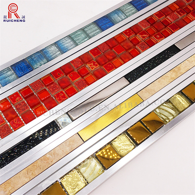 Metallic Porcelain Listello Tile , Edges Protection Mosaic Backsplash Trim