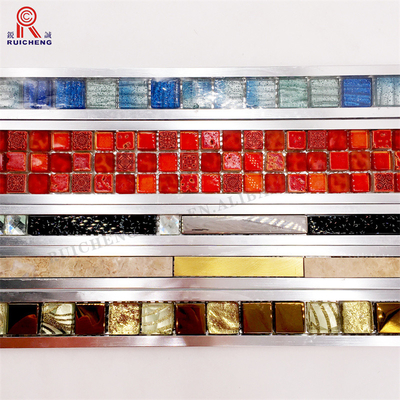 Crystal Glass Listello Tile Trim 10mm , Mosaic Tile Edge Trim Anodizing