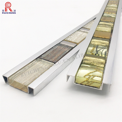 Metallic Porcelain Listello Tile , Edges Protection Mosaic Backsplash Trim