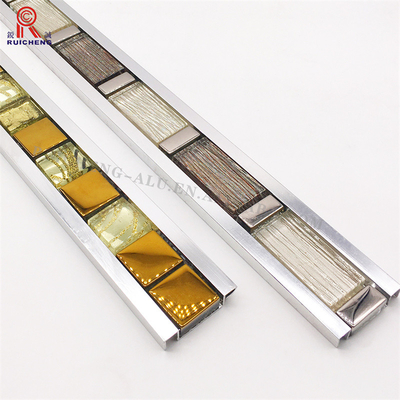 Metallic Porcelain Listello Tile , Edges Protection Mosaic Backsplash Trim