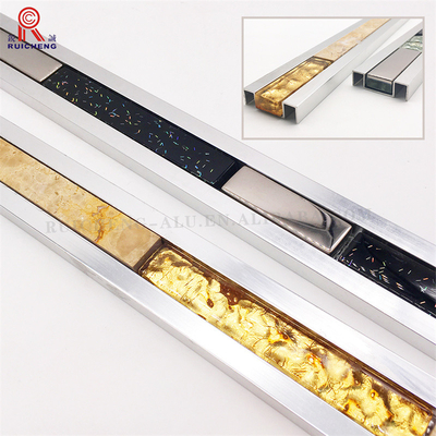Crystal Glass Listello Tile Trim 10mm , Mosaic Tile Edge Trim Anodizing