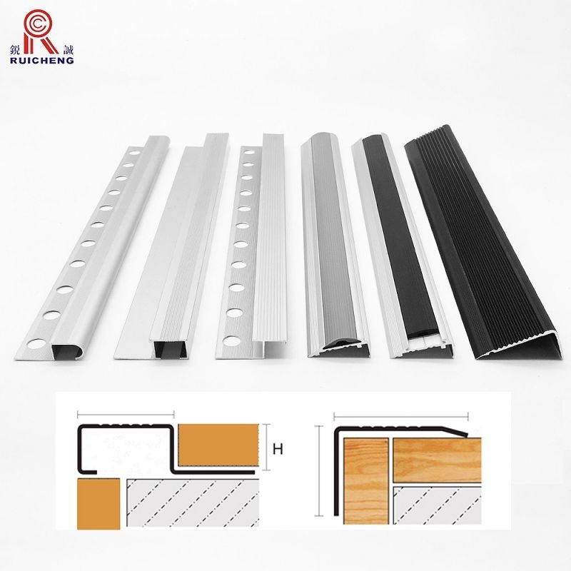 6061 Aluminium Stair Nosing Edge Trim , T5 Non Slip Extruded Aluminum Nosing