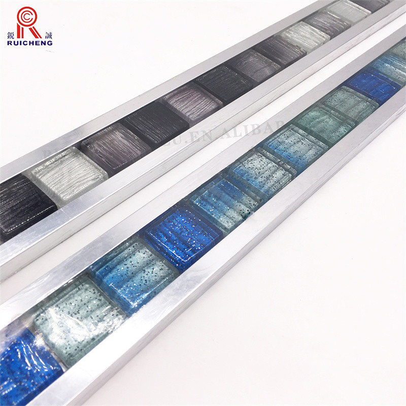 Crystal Glass Listello Tile Trim 10mm , Mosaic Tile Edge Trim Anodizing